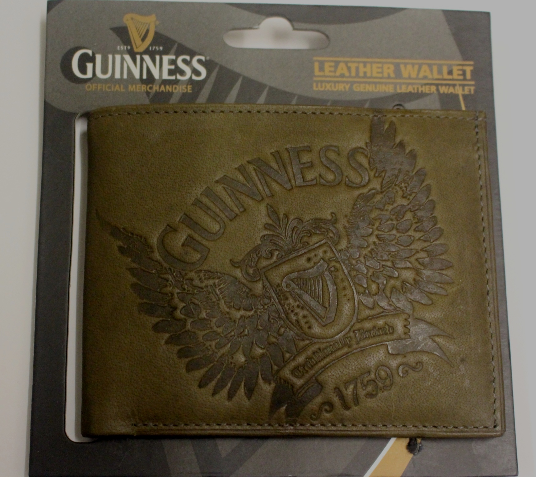 (image for) Guinness Wings Luxury Leather Wallet Khaki - Click Image to Close