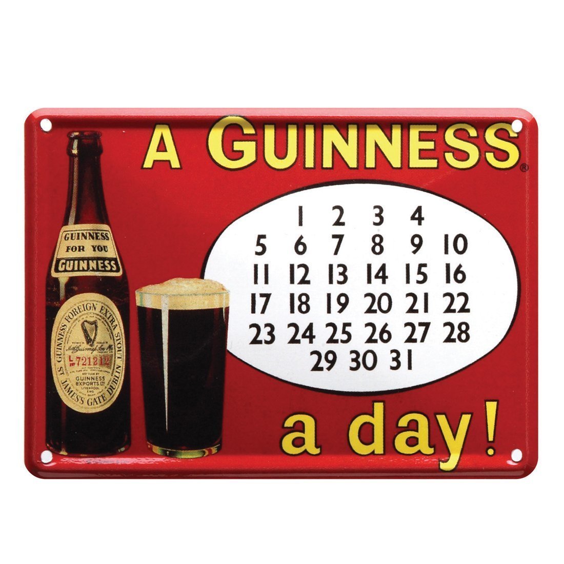 (image for) Guinness Metal Sign With Calendar Design (20Cm X 30Cm) …