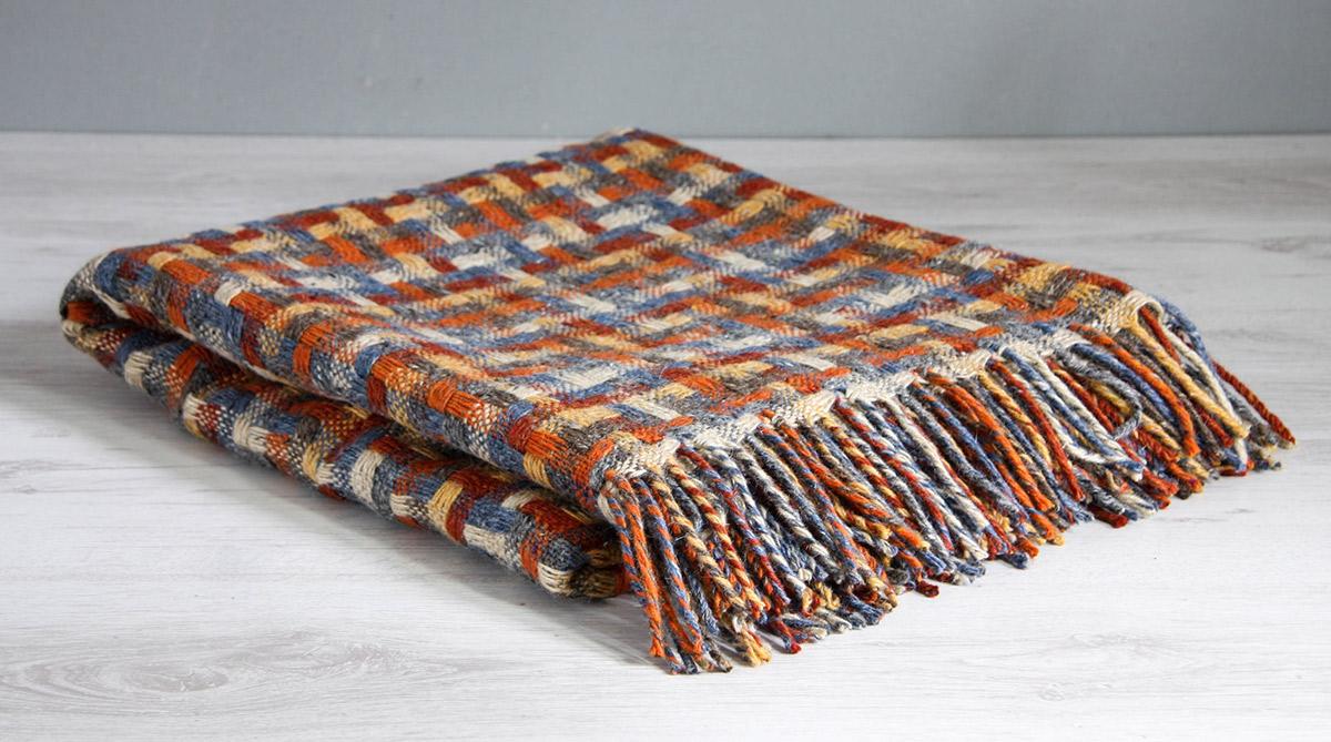 (image for) Avoca Pure Wool Throw 56" x 72" Made in Ireland Lollipop Harvest - Click Image to Close