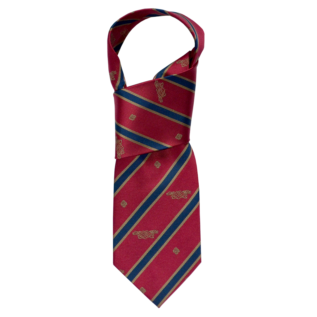 (image for) "Book of Kells" Red/ Navy Stripe 100% Silk Tie