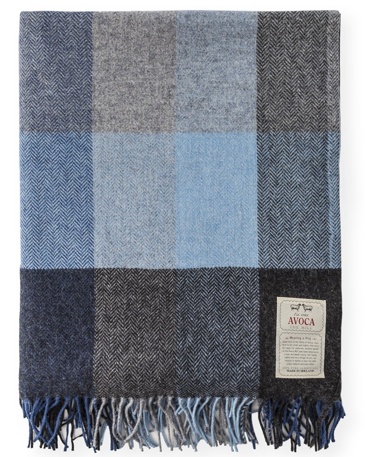 (image for) Avoca Pure Lambswool Throw "Denim" Design 56" x 40" & 56" 72" - Click Image to Close