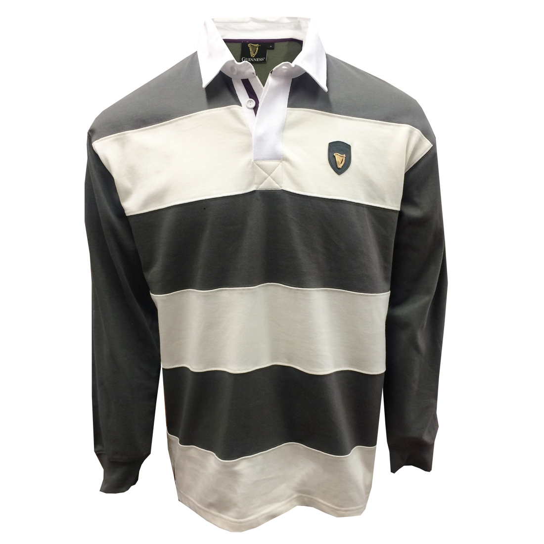 (image for) Guinness Pewter/Cream Metal Badge L/S Rugby Shirt (S-XXXL)
