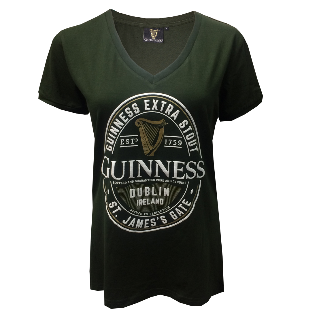 (image for) Bottle Guinness Label Ladies V Neck T Shirt S-XXXL