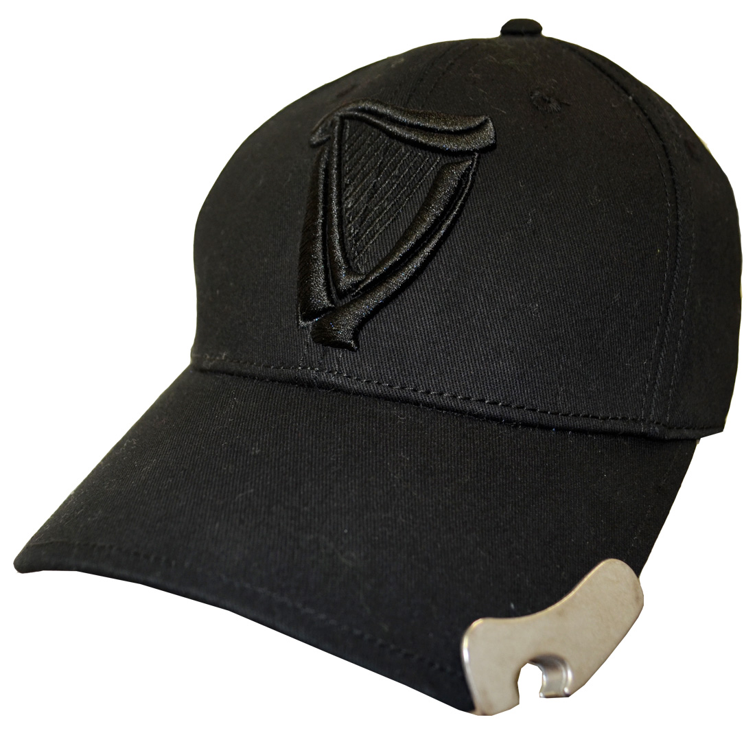 (image for) Guinness 3D Harp Black Base Ball Cap with bottler opener - Click Image to Close