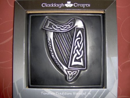 (image for) Irish Celtic Harp Plaque by Claddagh Crafts - Click Image to Close