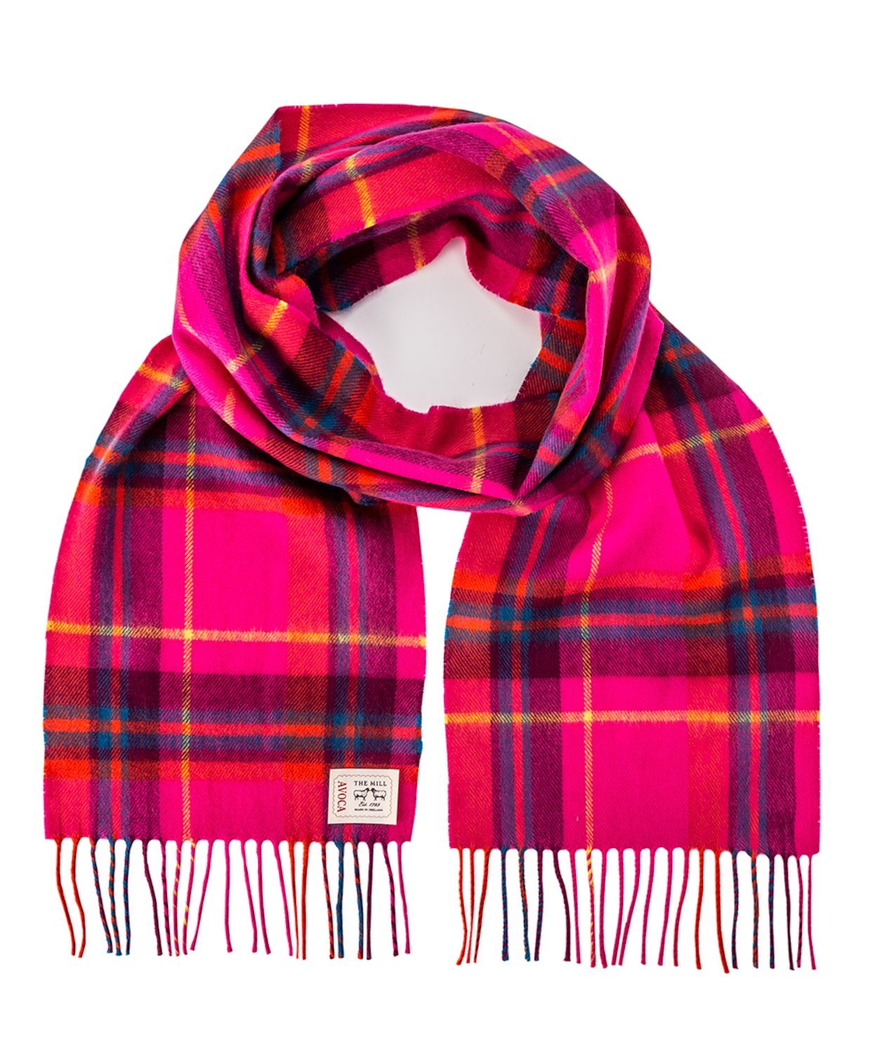 (image for) Avoca 100% Lambswool Scarf (Made in Ireland) Hot Pink design - Click Image to Close