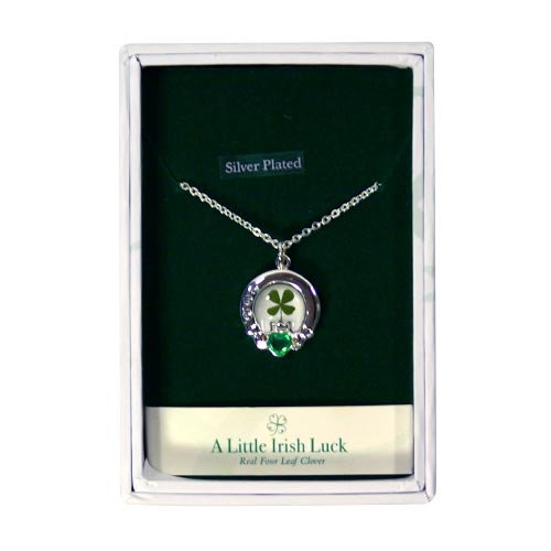 (image for) Four Leaf clover necklace – claddagh