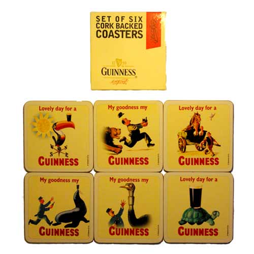 (image for) Set of 6 Cork Backed Guinness Coasters