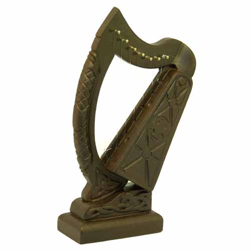 (image for) Large Harp in Black 7.5" - Irish Turf Sculpture
